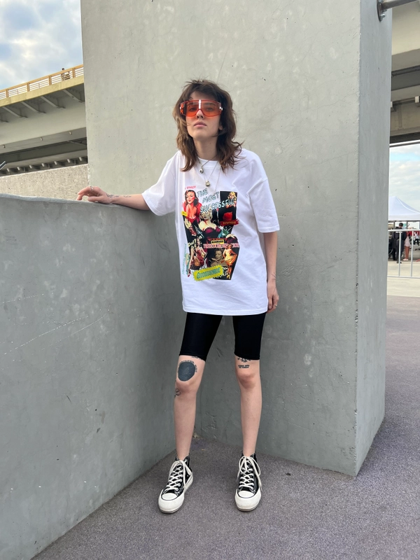 Oversize футболка, из хлопка, с принтом Retro