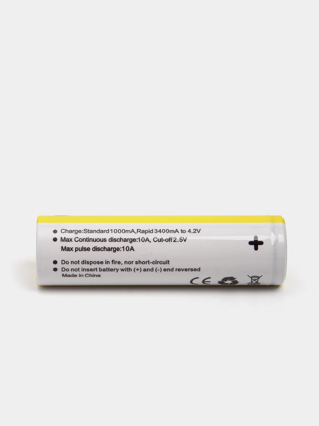Желтый аккумулятор Soshine ICR 18650 3,7V 3400mAh 10A 12.58Wh