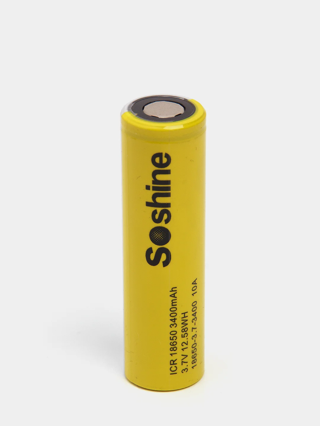 Желтый аккумулятор Soshine ICR 18650 3,7V 3400mAh 10A 12.58Wh