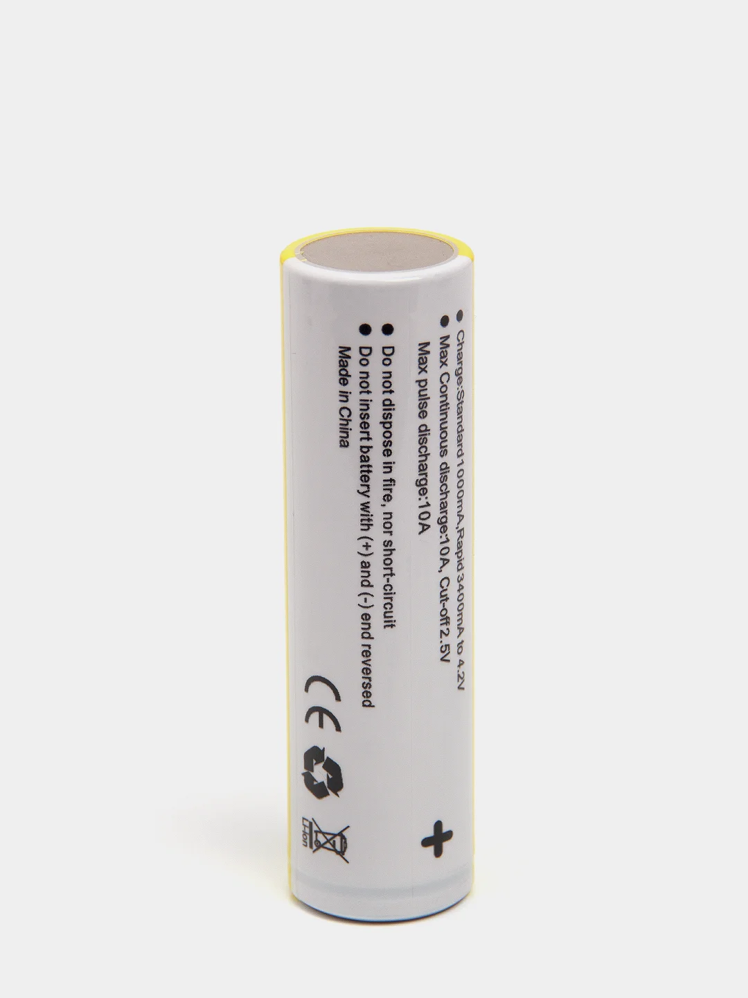 Желтый аккумулятор Soshine ICR 18650 3,7V 3400mAh 10A 12.58Wh