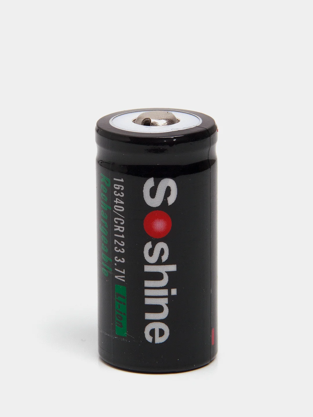 Черный аккумулятор Soshine 16340, RCR123 Li-ion 3,7 V 2,59 Wh, 700 mAh, 2 аккумулятора в боксе