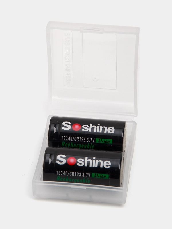Аккумулятор Soshine 16340, RCR123 Li-ion 3,7 V 2,59 Wh, 700 mAh, 2 аккумулятора в боксе
