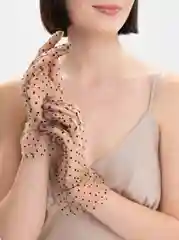 Серый короткие прозрачные сетчатые перчатки из фатина, в горошек