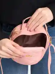 Розовый женская сумка через плечо, круглая