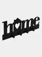 Серый меланж ключница настенная, деревянная, "Home"