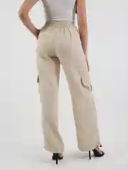 Белый брюки карго, льняные