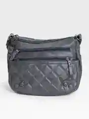 Серый женская сумка на плечо из мягкой экокожи PU со стёганым декором