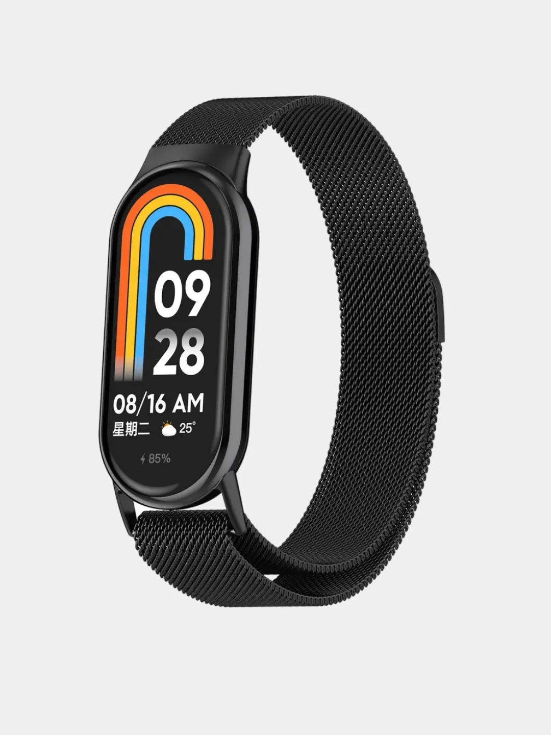 Черный металлический ремешок Миланская петля для фитнес-браслета Xiaomi Mi Band 8