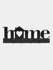 Серый меланж ключница настенная, деревянная, "Home"