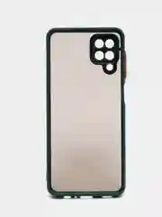 Тёмно-зелёный чехол на Samsung Galaxy (Галакси) A12, M12, пластиковый, матовый, с цветными кнопками