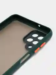 Тёмно-зелёный чехол на Samsung Galaxy (Галакси) A12, M12, пластиковый, матовый, с цветными кнопками