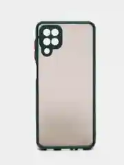 Тёмно-зелёный чехол на Samsung Galaxy (Галакси) A12, M12, пластиковый, матовый, с цветными кнопками