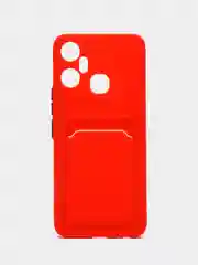 Красный чехол для Infinix Smart 6 Plus, с карманом для карт (Смарт 6 Плюс)