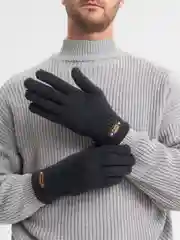 Серый теплые мужские перчатки демисезонные