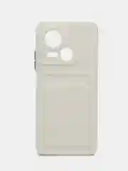 Белый силиконовый чехол для Tecno Spark 10 5G, c отсеком для карт