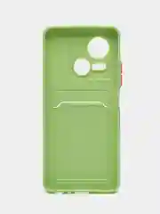 Зеленый силиконовый чехол для Tecno Spark 10 5G, c отсеком для карт