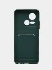Тёмно-зелёный силиконовый чехол для Tecno Spark 10 5G, c отсеком для карт