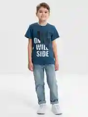 Индиго футболка для мальчика, с принтом, хлопок, 8-12 лет