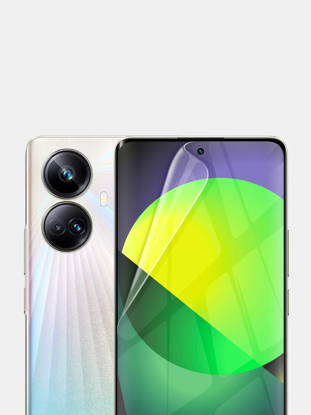 Прозрачный защитная плёнка BROSCORP для Realme 10 Pro+, гидрогелевая, прозрачная