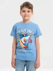 Светло-синий футболка для мальчика, с принтом, хлопок, 4 - 8 лет