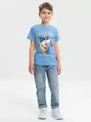 Светло-синий футболка для мальчика, с принтом, хлопок, 4 - 8 лет
