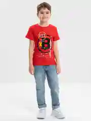 Алый футболка для мальчика, с принтом, хлопок, 8-12 лет