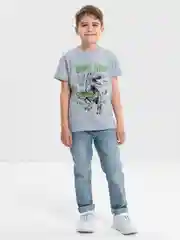 Серый футболка для мальчика, с принтом, хлопок, 4 - 8 лет