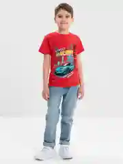 Алый футболка для мальчика, с принтом, хлопок, 4 - 8 лет