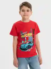 Алый футболка для мальчика, с принтом, хлопок, 4 - 8 лет