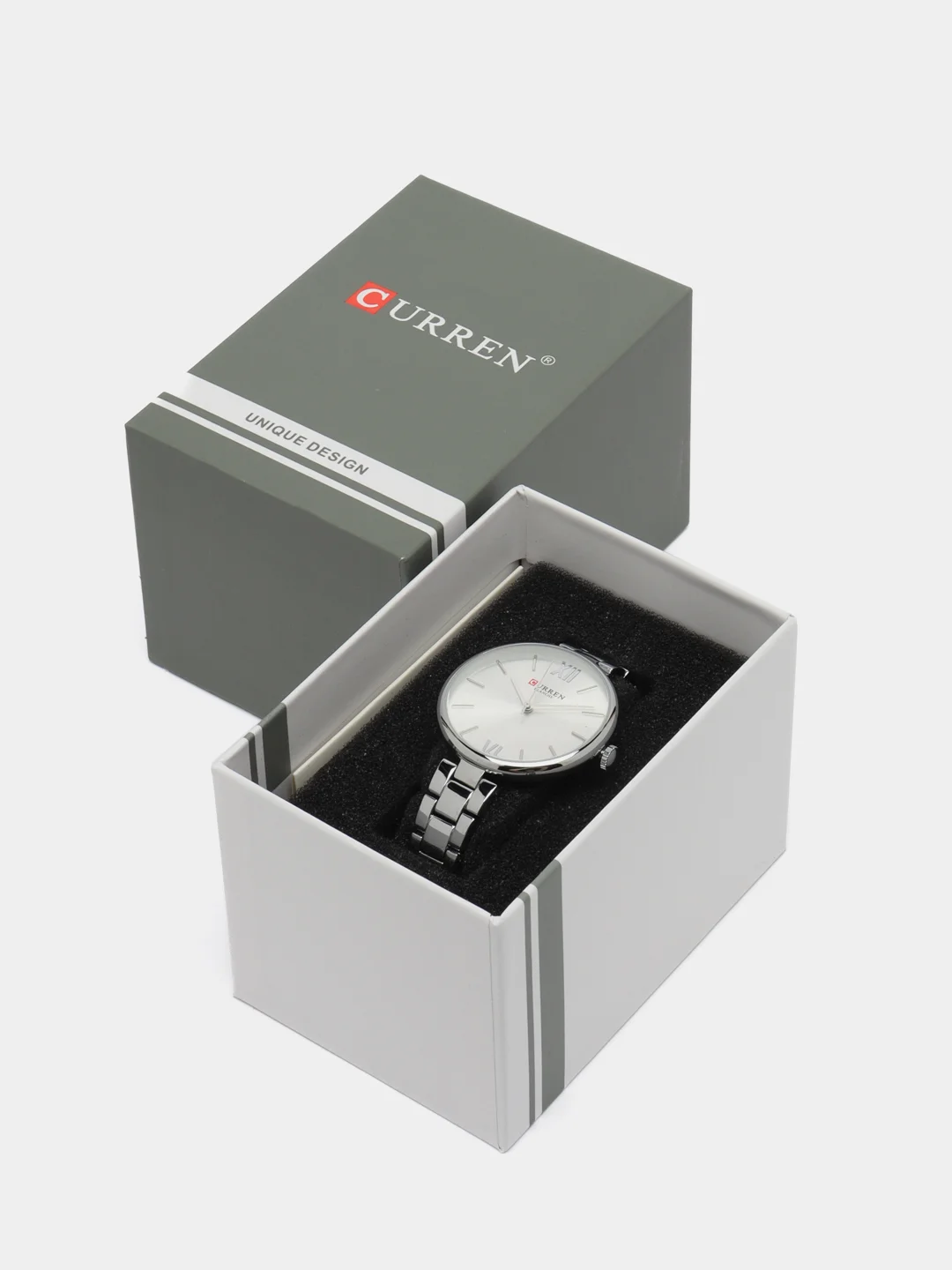 Серебряный женские наручные часы Curren 9017 в подарочной упаковке