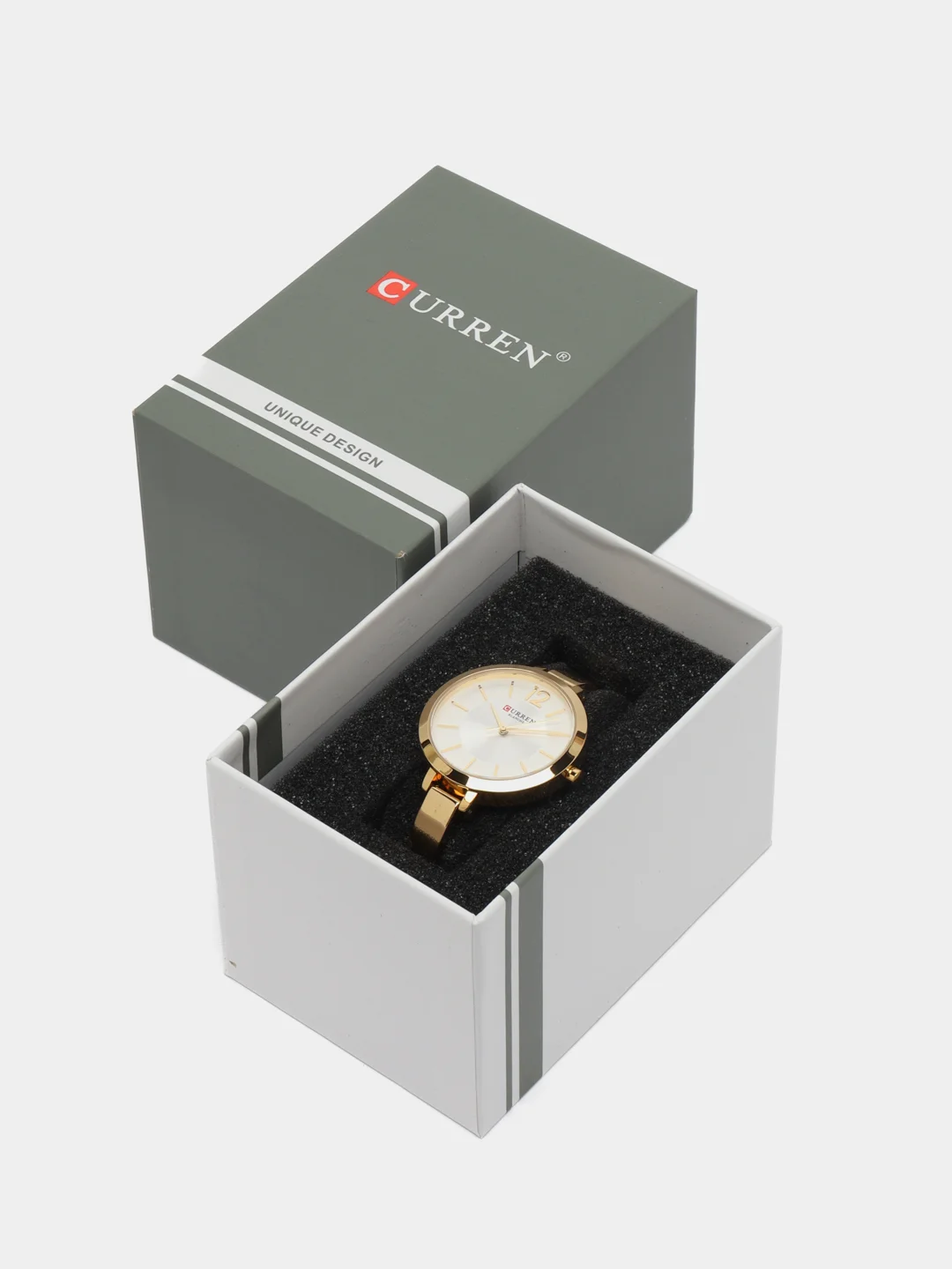 Серебряный женские наручные часы Curren 9012 в подарочной упаковке