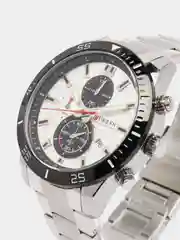 Серебряный мужские наручные часы Curren 8417 с хронографом в подарочной упаковке