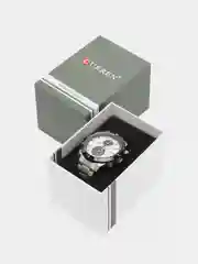 Серебряный мужские наручные часы Curren 8417 с хронографом в подарочной упаковке
