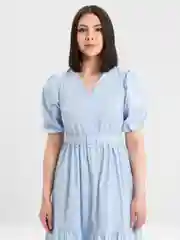 Голубой платье хлопковое, ярусное