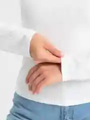 Белый лонгслив женский, с длинными рукавами, в рубчик