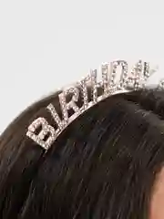 Розовый ободок на день рождения "Birthday girl" со стразам, Праздничный ободок Happy Birthday
