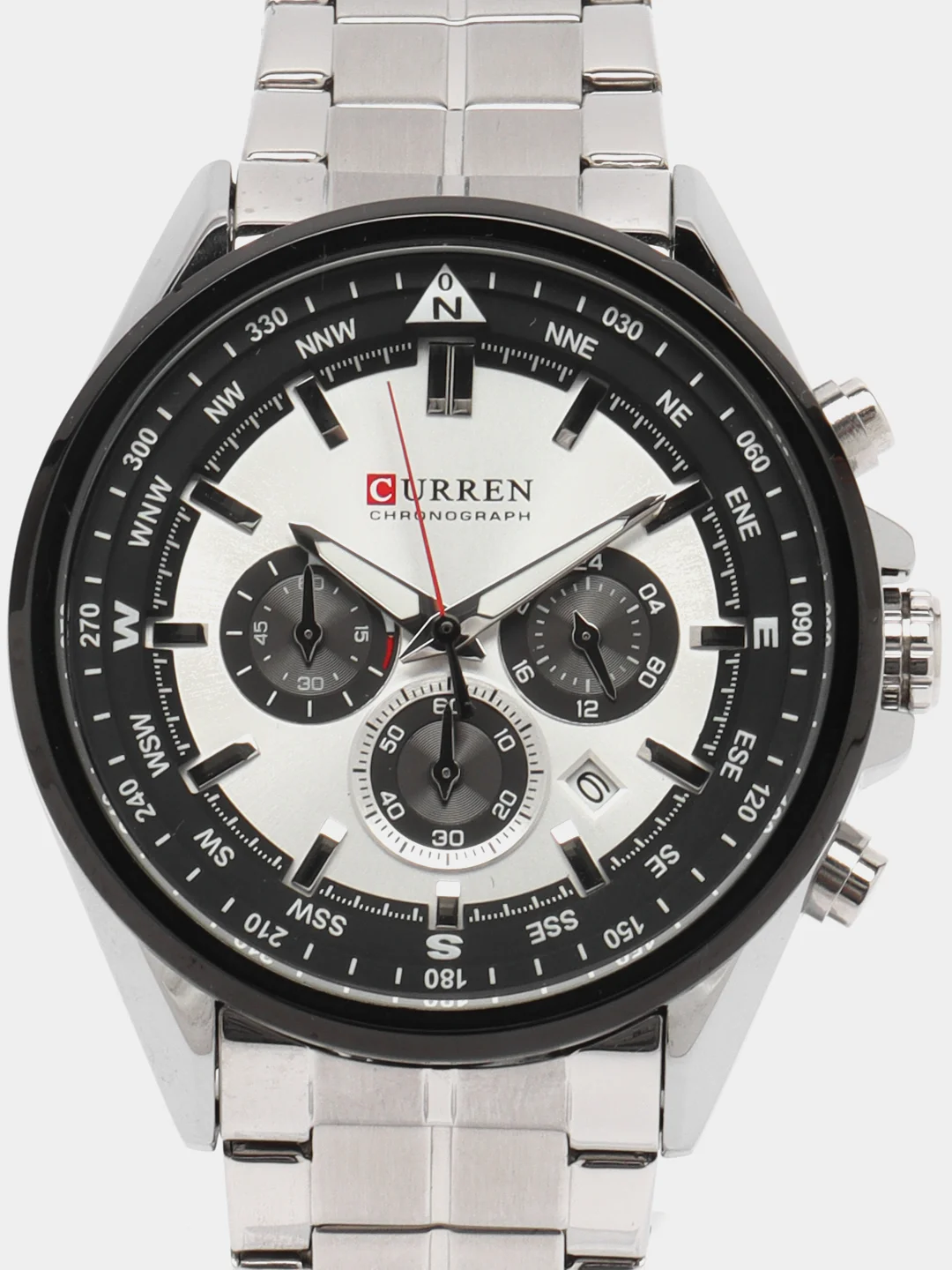 Серебряный мужские наручные часы Curren 8399 с хронографом в подарочной упаковке