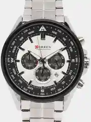 Серебряный мужские наручные часы Curren 8399 с хронографом в подарочной упаковке