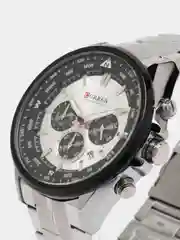 Серебряный мужские наручные часы Curren 8399 с хронографом в подарочной упаковке