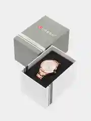 Серый металлик женские наручные часы Curren 9007 с календарём в подарочной упаковке