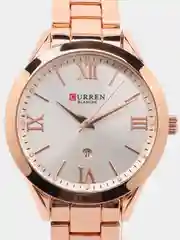 Серый металлик женские наручные часы Curren 9007 с календарём в подарочной упаковке