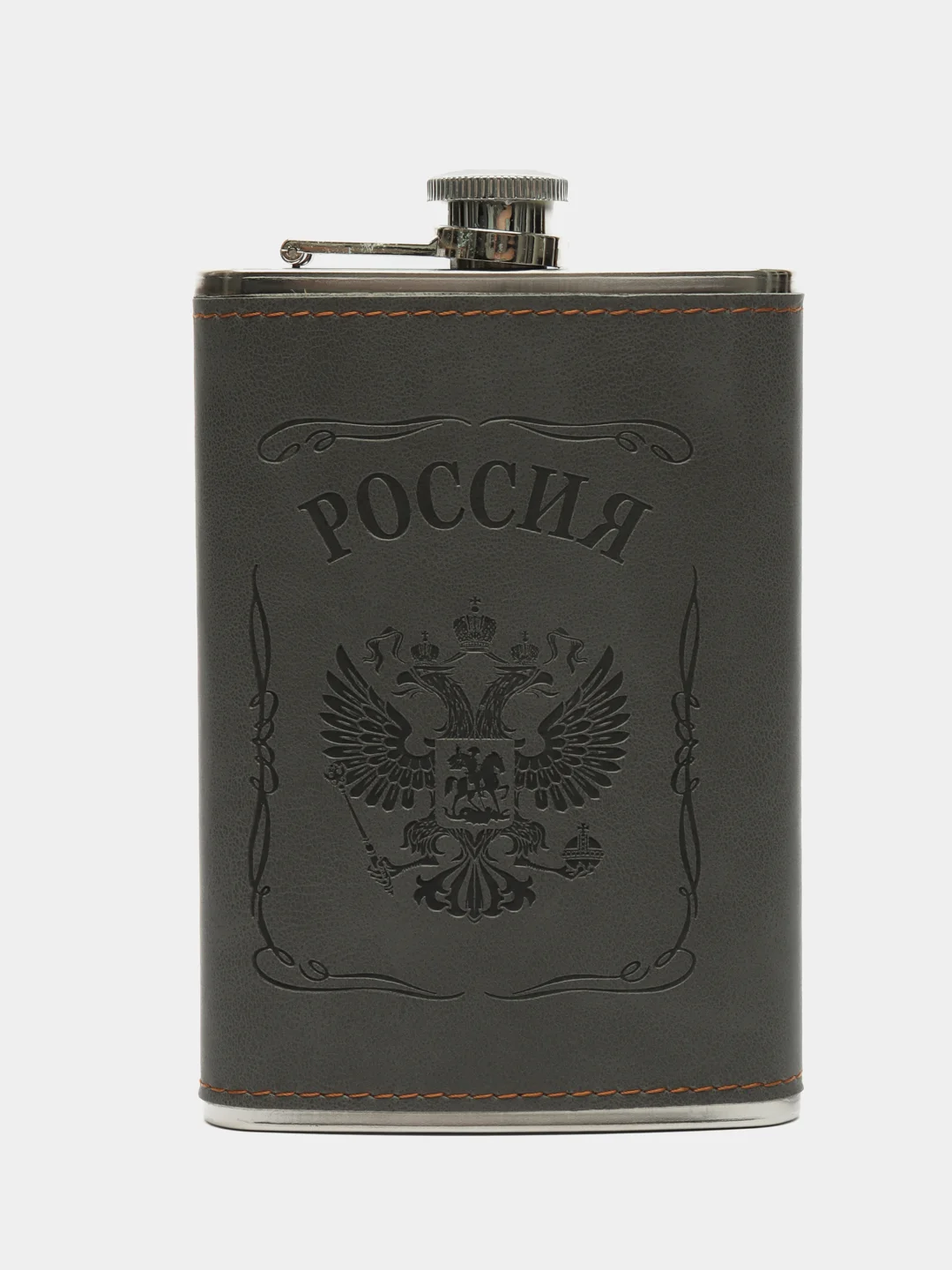 Тёмно-серый мужской подарочный набор / фляга со стопками