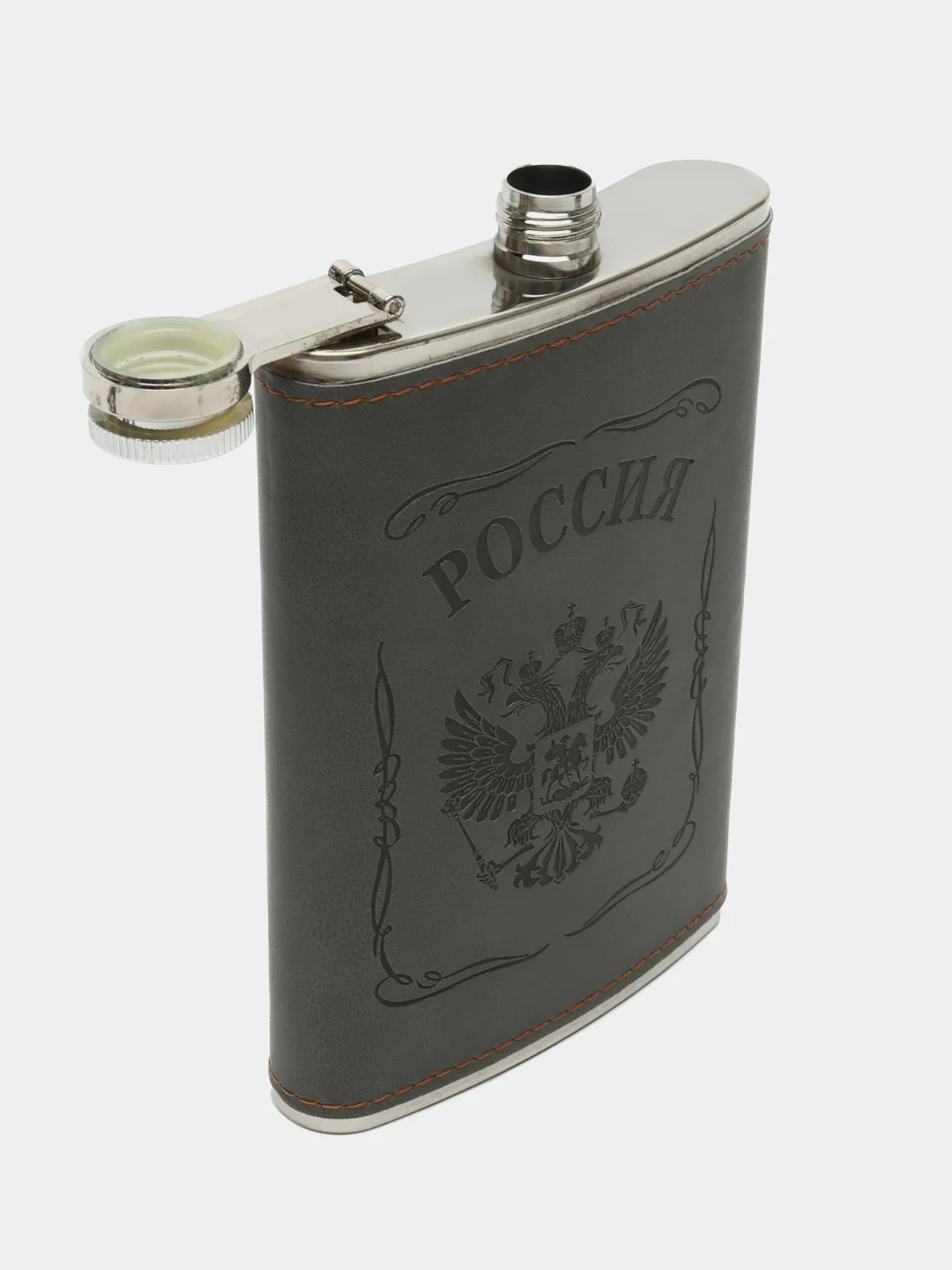 Тёмно-серый мужской подарочный набор / фляга со стопками
