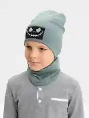 Алый демисезонный комплект шапка и снуд . Весенняя шапка 4-9 лет