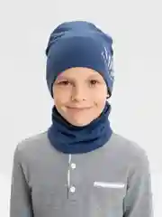 Морской демисезонный комплект шапка и снуд . Весенняя шапка 4-9 лет