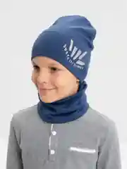 Морской демисезонный комплект шапка и снуд . Весенняя шапка 4-9 лет