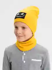 Аметистовый демисезонный комплект шапка и снуд . Весенняя шапка 4-9 лет