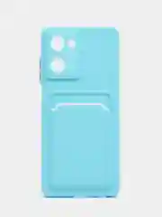 Голубой силиконовый чехол для Realme 10 4G, c отсеком для карт