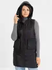 Черный жилет утеплённый, женский, удлинённый