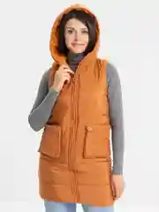 Терракотовый жилет утеплённый, женский, удлинённый
